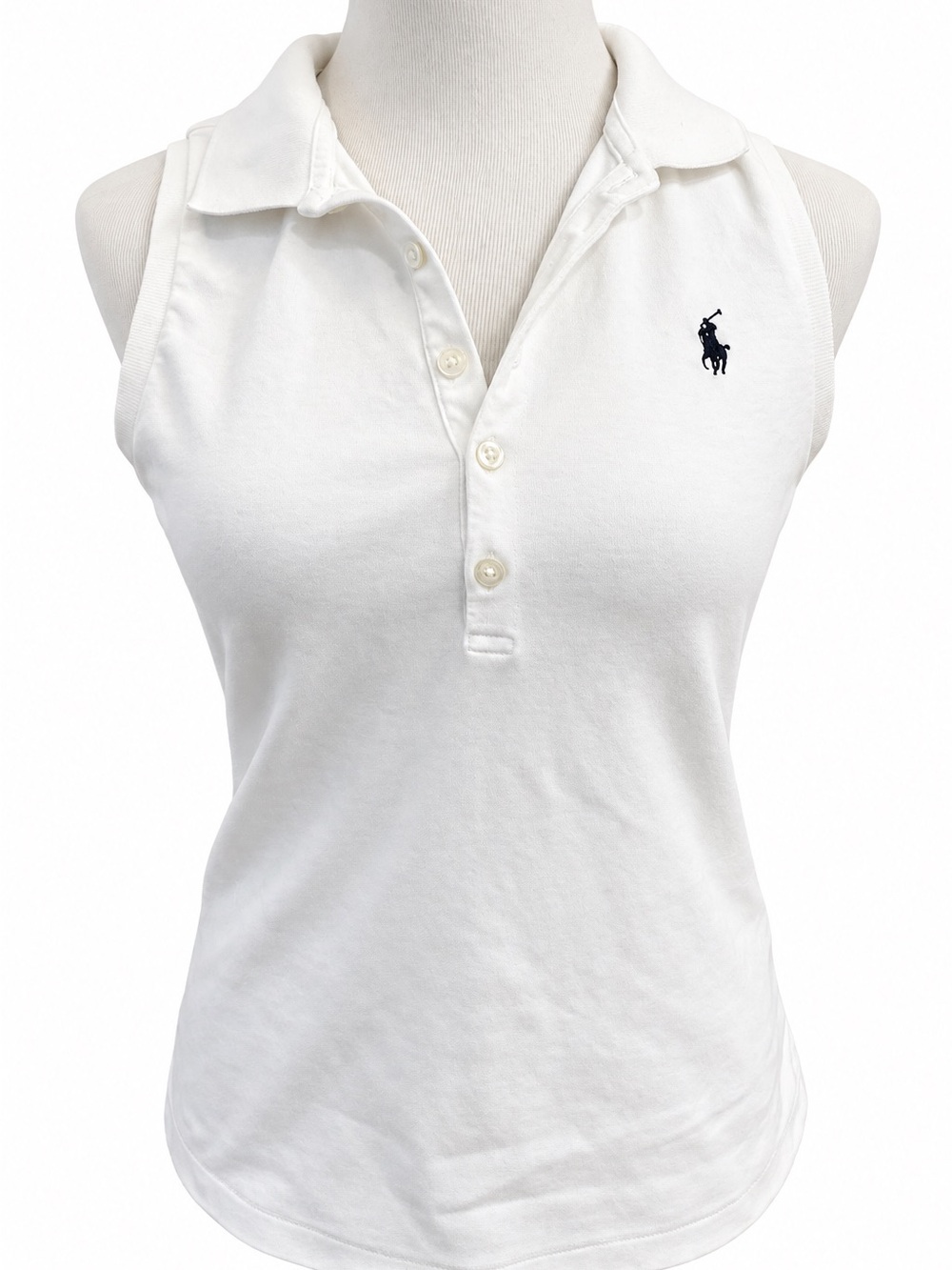 Ralph Lauren White Sleeveless Polo Tank with Navy Pony Medium